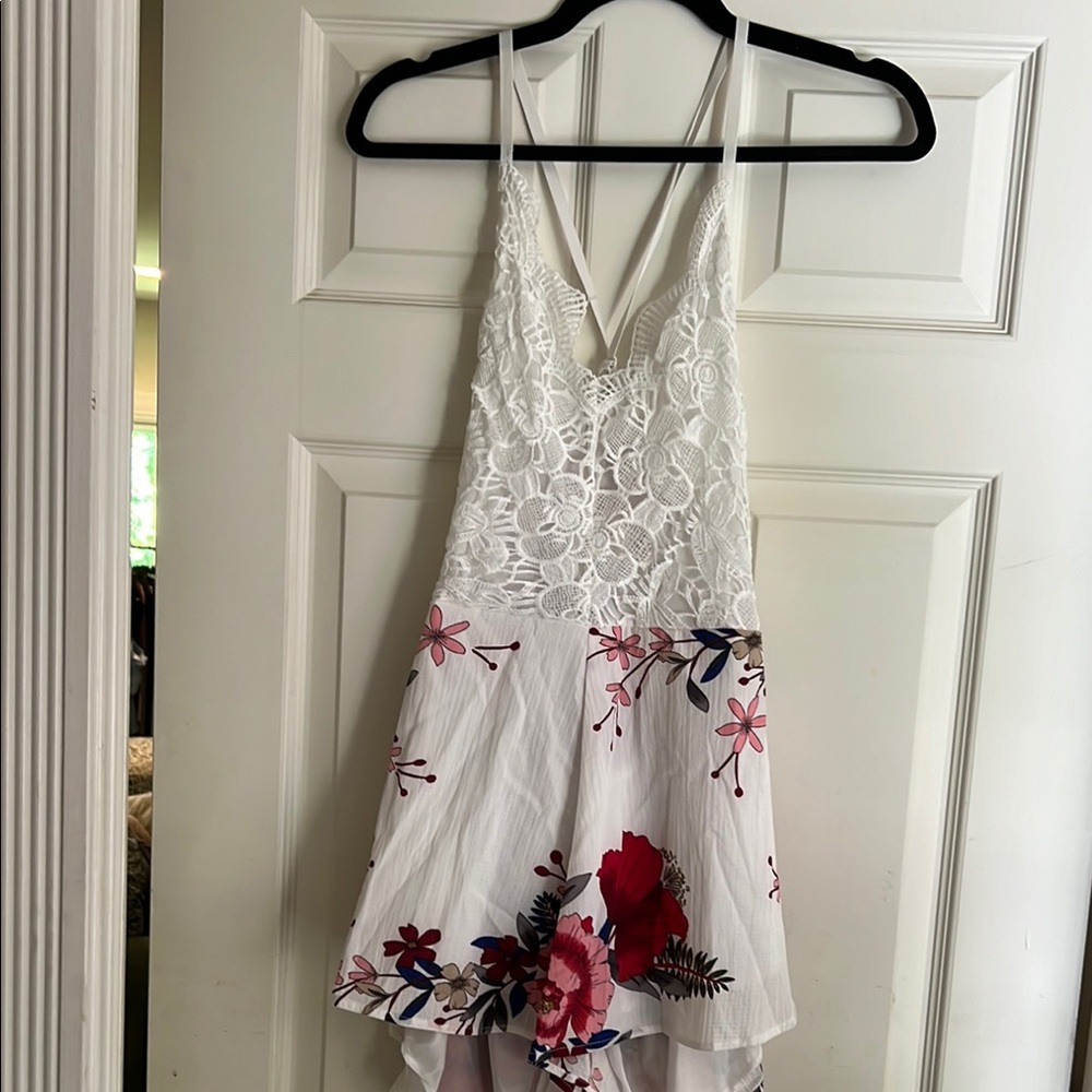 White Lace Floral Romper